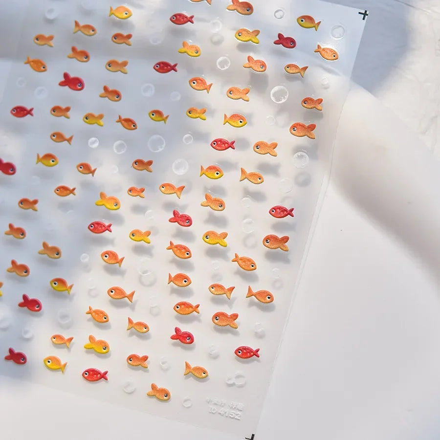 Colorful & Fun Beach Bloom Nail Art – 5D Stickers with Coral, Petals & Ocean Charms