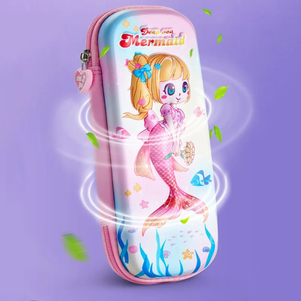 3D Mermaid & Astronaut Pencil Case β Odorless Zippered Space Pen Box for School Supplies & Kawaii Stationery Fans