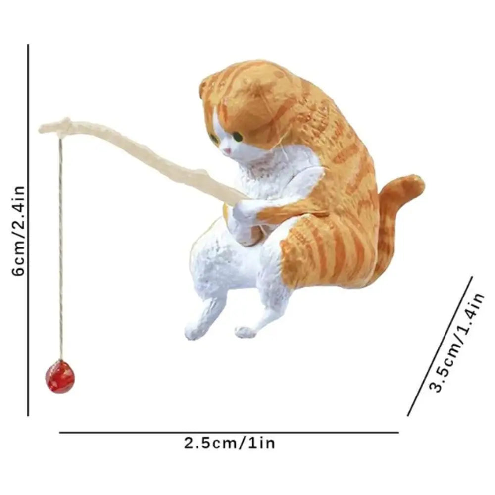 Hanging Decoration Plant Pot Aquarium Tanks Decor Fish Tank Ornaments Cat Statue Kitten Fishing Ornament Miniature Figurines