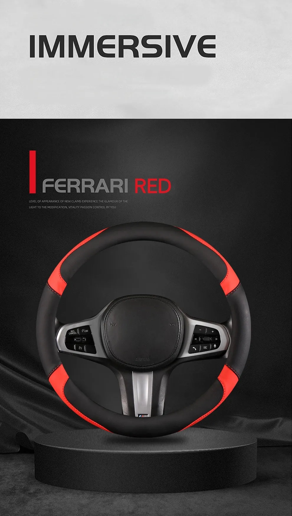 Car Steering Wheel Cover - Universal Car for Diverse Cars, Durable Leather Cover with Anti-Slip Lining, Fit for 14.5"-15"