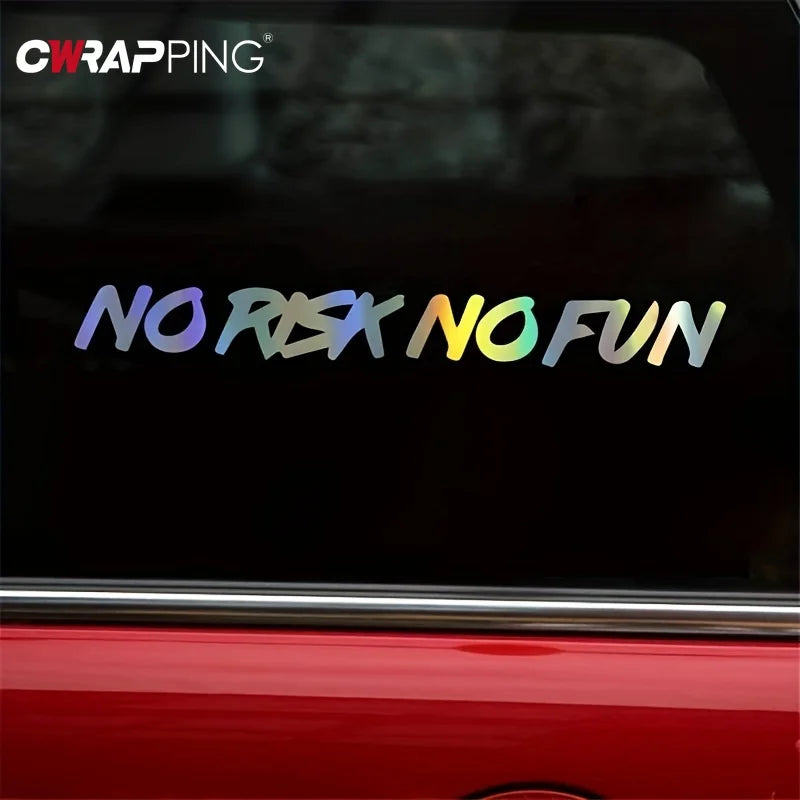 Waterproof Car Stickers 22x2.4cm No Risk No Fun Motorcycle Sticker Off-Road Fuel Tank Cars Window Decal Vinyl Auto Accessories