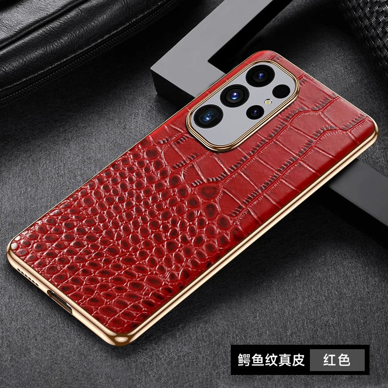Genuine Cowhide Leather Phone Case for Samsung Galaxy S 25 S24 Ultra S25 Plus Luxury Back Cover