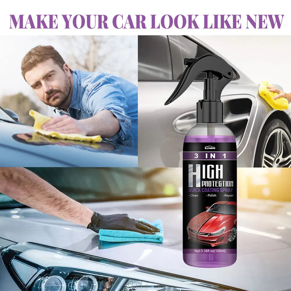 100ML 3-in-1 Quick Coating Spray for Car Auto Restorer High Protection Shield Nano Polishing Paint Wax with Cleaning Function