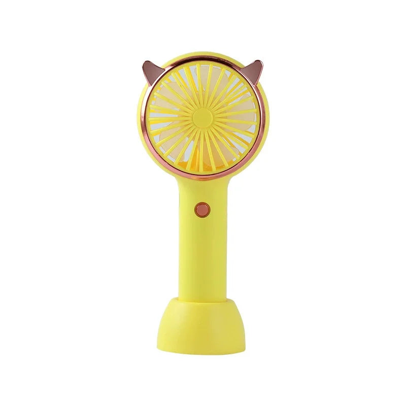 Cute Cat Ear Portable 3-speed Adjustable LED Lamp Holder Mini Fan Suitable for Office Outdoor Travel, The Best Summer Partner