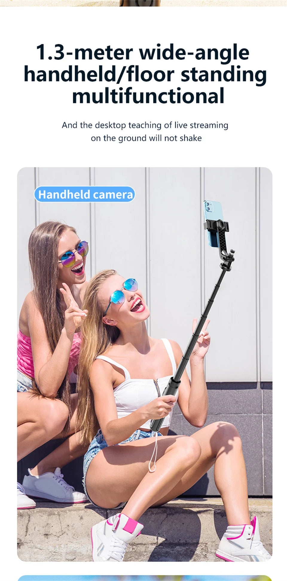 130cm Long Selfie Stick Tripod Extendable Wireless Bluetooth Remote Portable Smartphone Tripod Stand Mount For iOS Android Phone