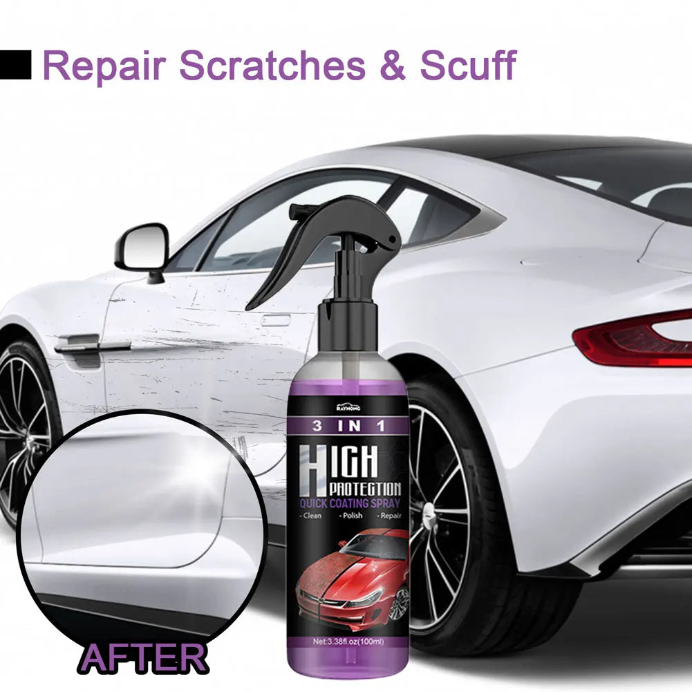 100ML 3-in-1 Quick Coating Spray for Car Auto Restorer High Protection Shield Nano Polishing Paint Wax with Cleaning Function