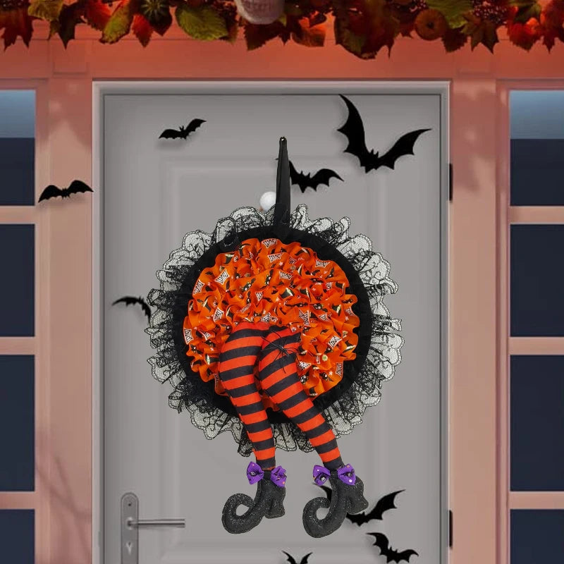 Halloween Witch Hat Leg Door Wreath Halloween Wreath Door Hanging Terrifying Atmosphere Decoration Happy Party Supplies Newest