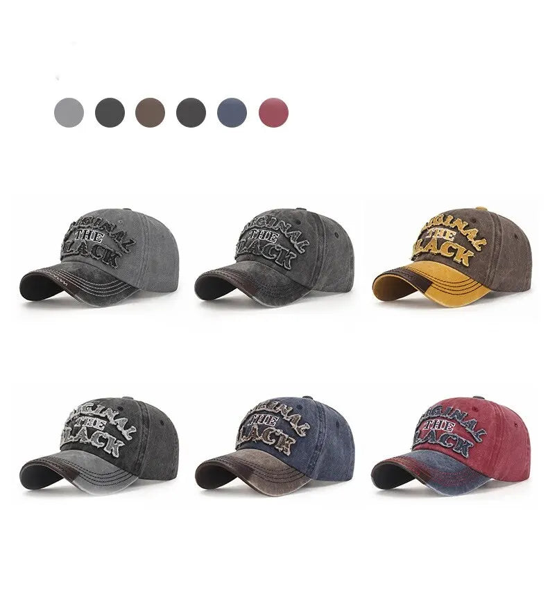 New Cotton Coated Outdoor Sports Wash Baseball Cap Embroidery Patch Black Letter Sunscreen Sunshade Hat Spring And Autumn