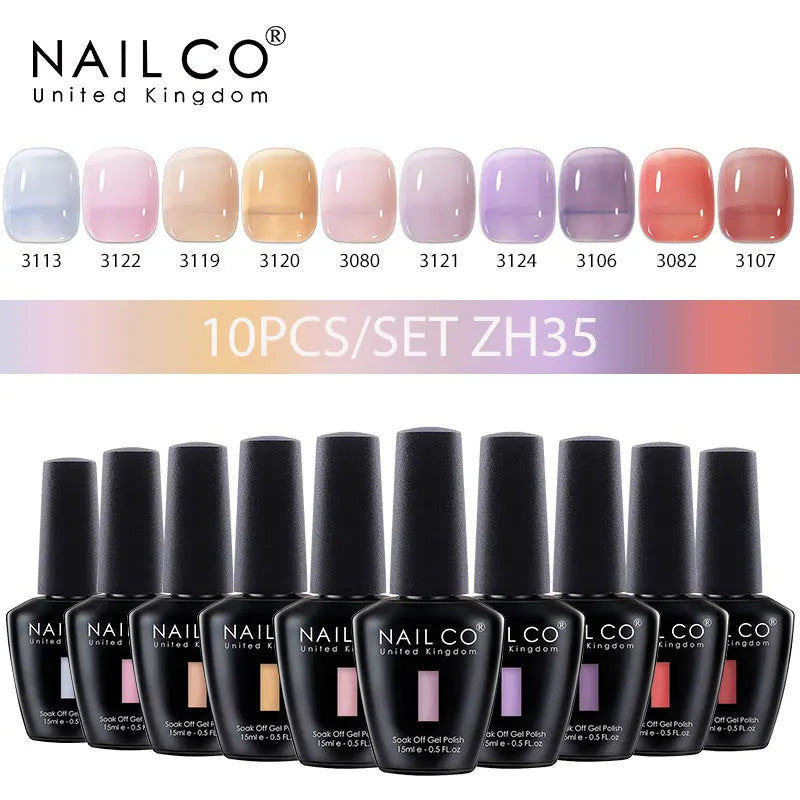 NAILCO Macaron Gel Nail Kit β 10PCS Jelly Colors for Soft, Glossy Manicures