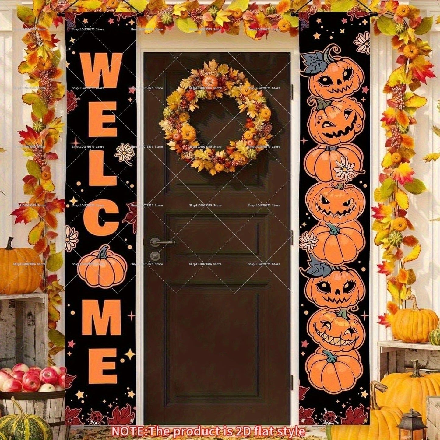 Halloween Witch Pumpkin Head Porch Decoration Couplet Banner Happy Halloween Home Room Holiday Party Supplies Photography Props