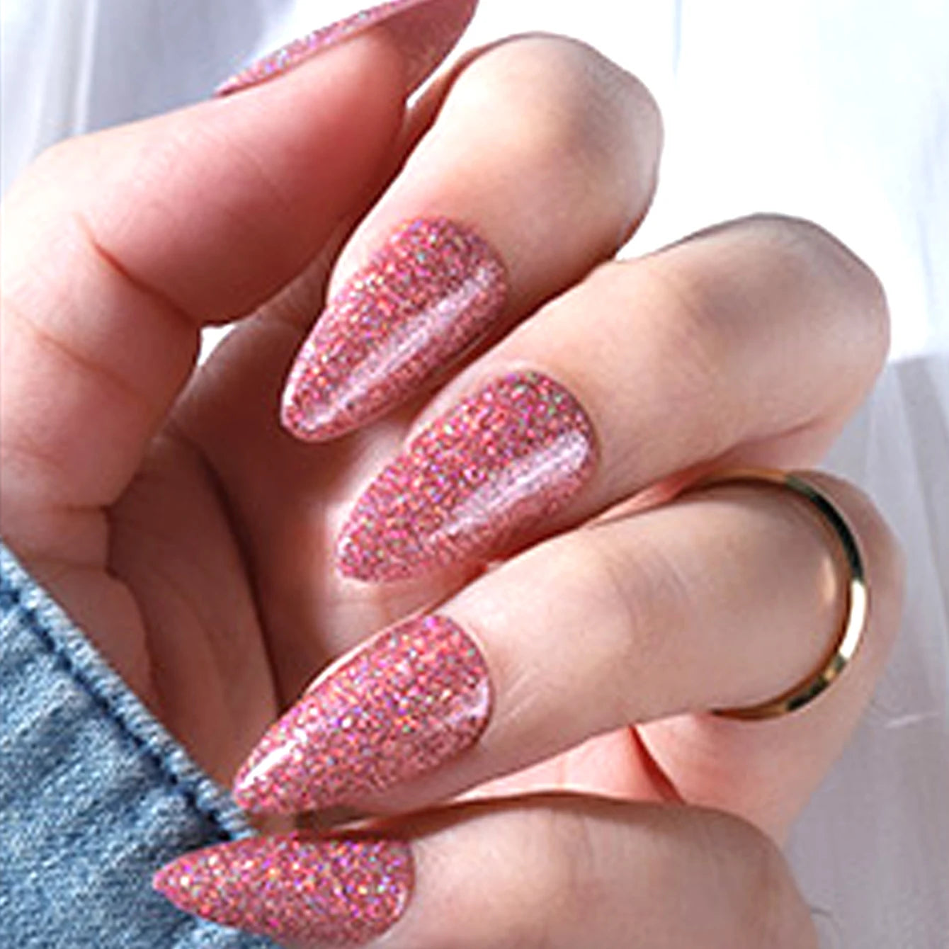 Simple & Delicate: 24PCS Almond Fake Nails for Effortless Date-Night Style