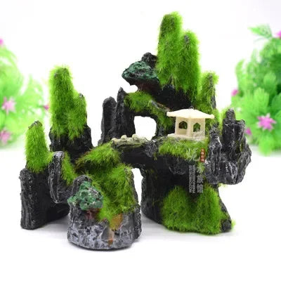 Aquarium Aquarium Fish Tank Ornament Resin Artificial Mountain Stone Windmill Air Pick-up Pump Can Turn The Water Wheel