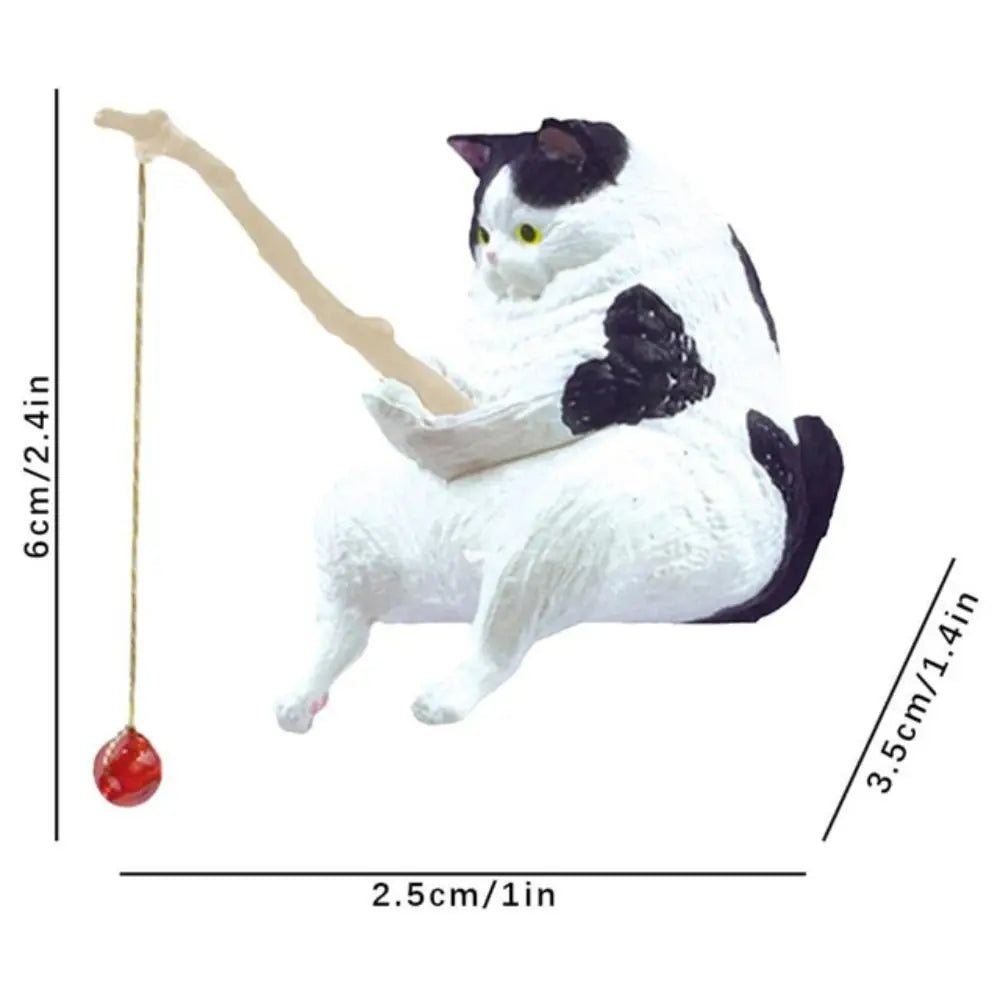 Hanging Decoration Plant Pot Aquarium Tanks Decor Fish Tank Ornaments Cat Statue Kitten Fishing Ornament Miniature Figurines