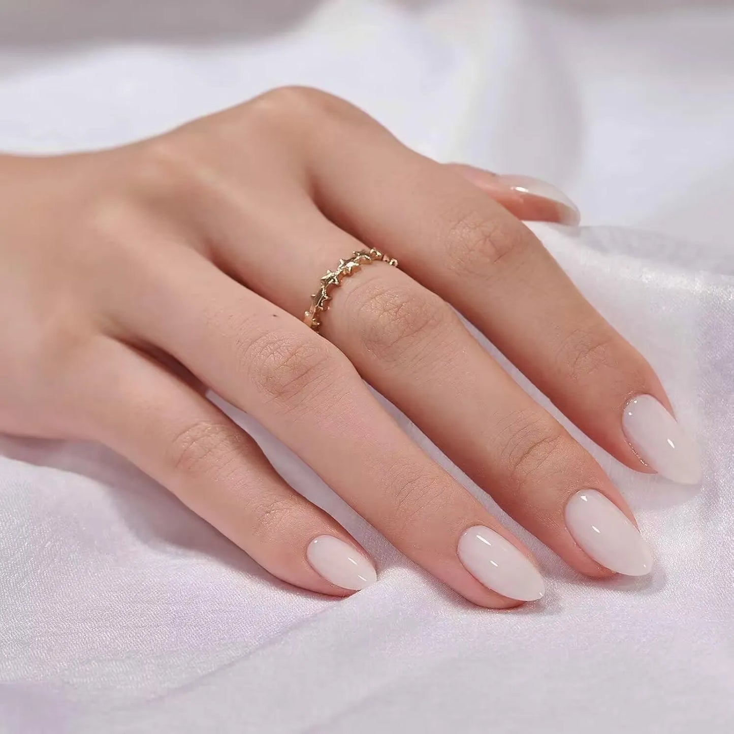 Simple & Delicate: 24PCS Almond Fake Nails for Effortless Date-Night Style