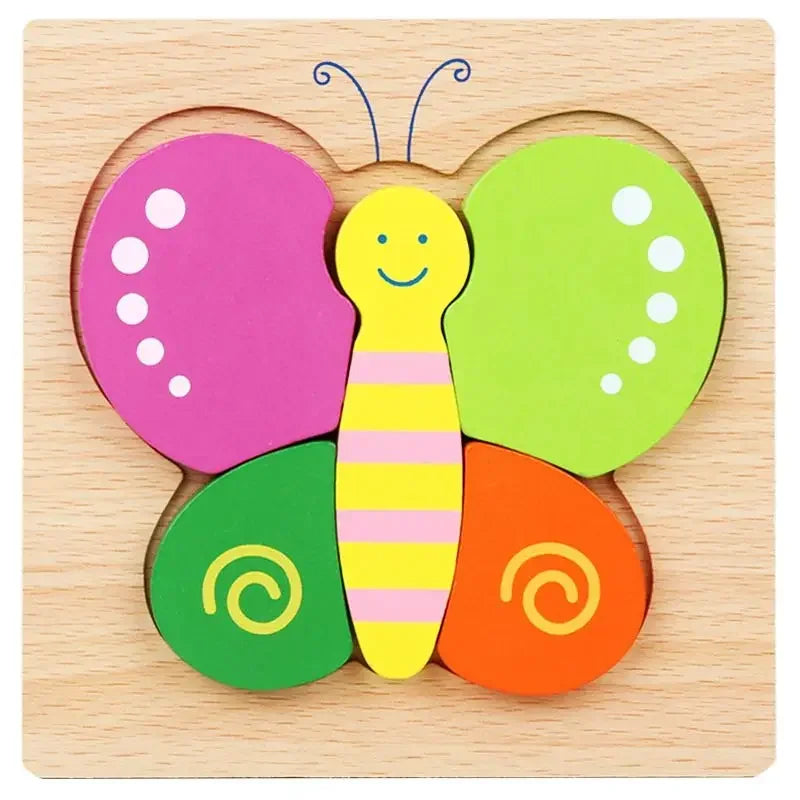 Animal Traffic Puzzles Toys for Kids Montessori Cartoon 3D Wooden Jigsaw Early Learning Educational Cognitive Game Children Gift