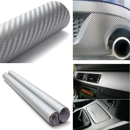 Carbon Fiber Vinyl Wrap Film Car Vehicle Waterproof 127cm x30cm 3D Sticker Sheet Roll Silver Gold Black free shipping