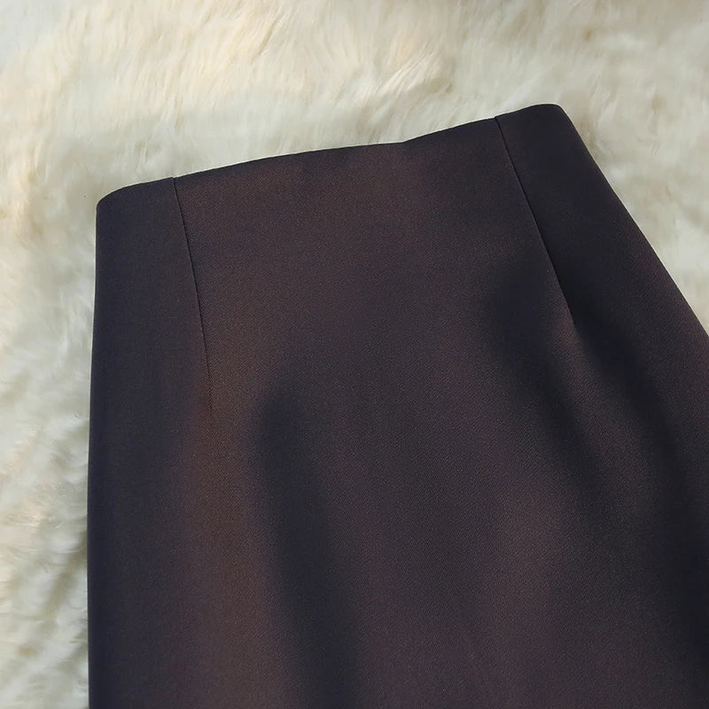 Seoulish 2024 New Spring Summer Elegant Purple Formal Women's Wrap Skirts High Waist Workwear Back Zipper A-Line Skirts Female