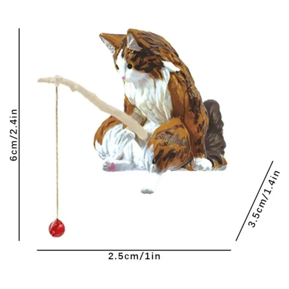 Hanging Decoration Plant Pot Aquarium Tanks Decor Fish Tank Ornaments Cat Statue Kitten Fishing Ornament Miniature Figurines