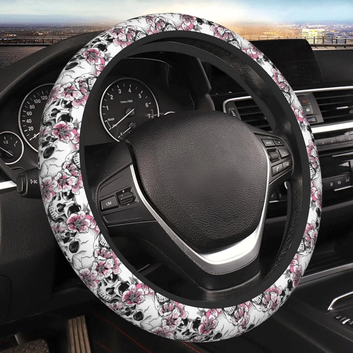 Skull Retro Steering Wheel Cover Car Accessories Decor Anti-Slip Neoprene Auto Steering Wheel Covers Protector Universal 15 Inch