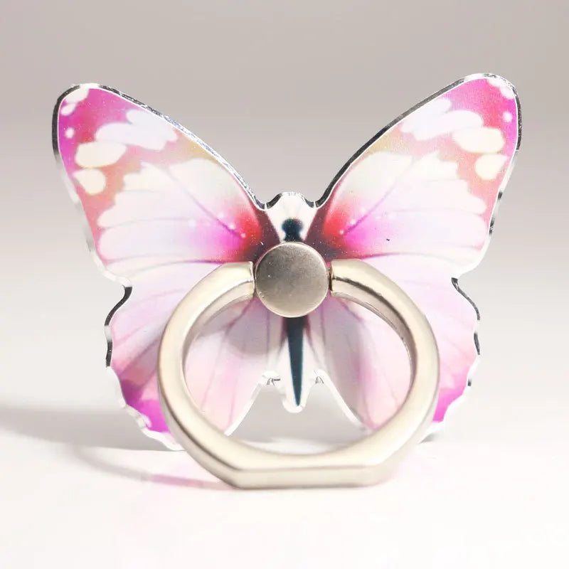 Universal Mobile Phone Luxurious Butterfly Finger Ring 360° Rotation Holder Folding Metal Stand Back Sticker Bracket for iPhone