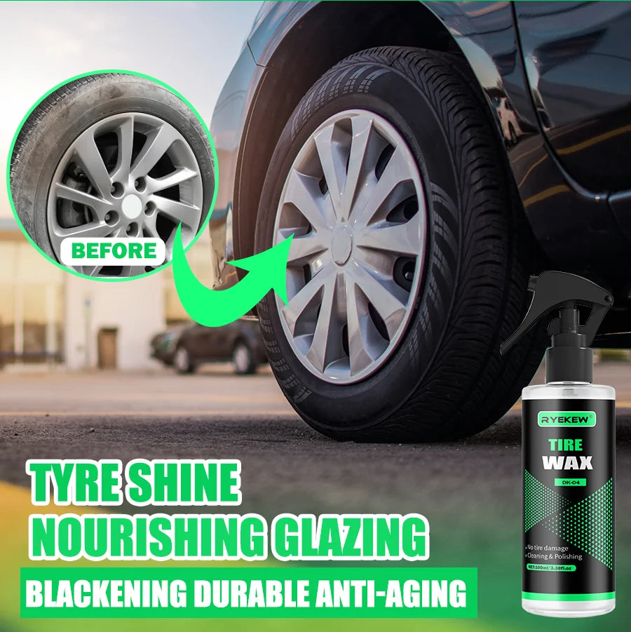 Tire Coating Spray High Gloss Hydrophobic Sealant Wax Car Wheel Polishing Brightener Auto Care Re-Black Tire Refurbishing Agent