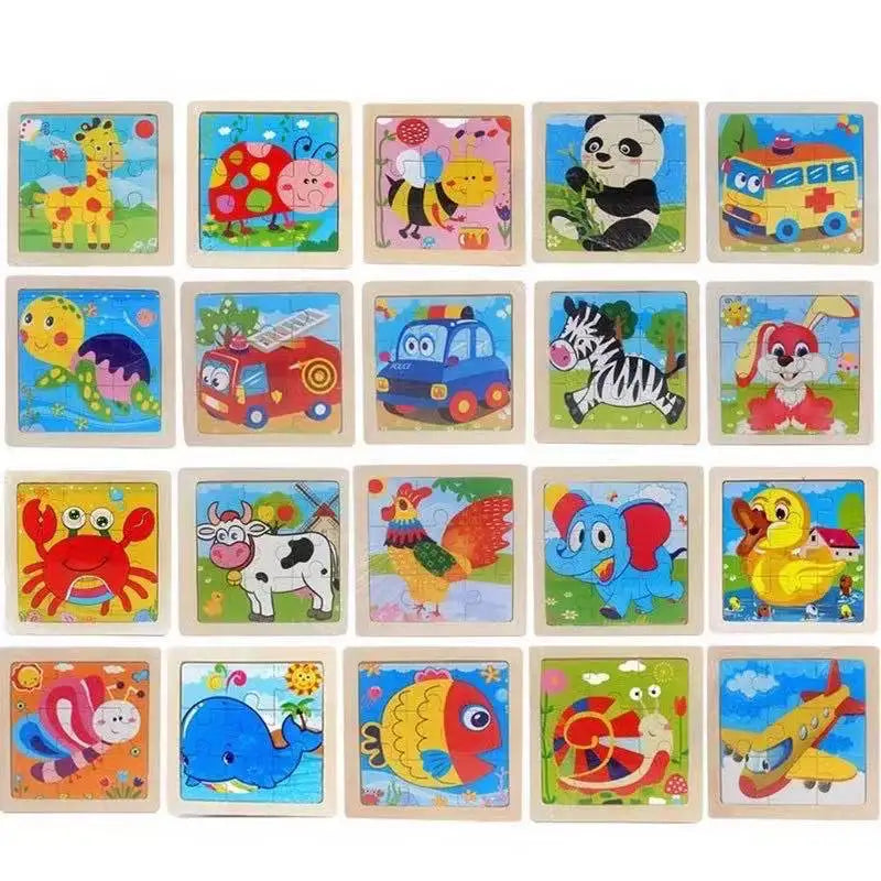 3pcs Puzzle Piece Wooden Children Cartoon Animal Pattern Puzzle Toy For Early Childhood Education 3-7 Years Old