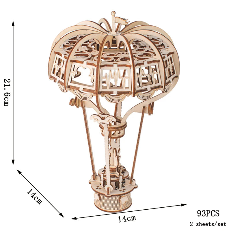 3D Wooden Puzzle Ferris Wheel Model DIY Assembly Kits Carousel Toys For Children Girls Christmas Tree Gift Home Room Decoration