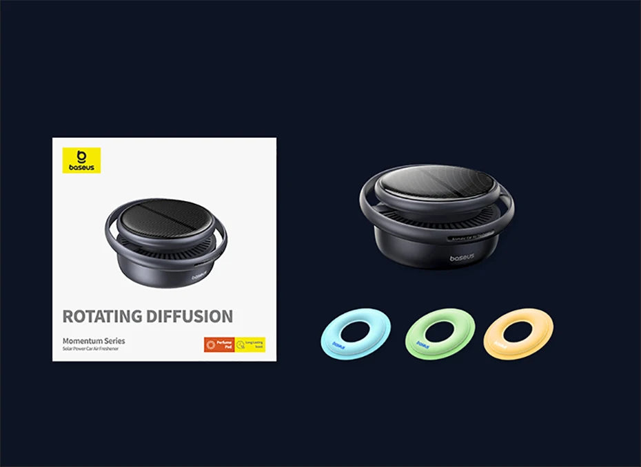 Baseus Solar Car Air Freshener Auto Flavoring Ornament Perfume Decor Interior Car Accessories Rotating Aromatherapy Oil Diffuser