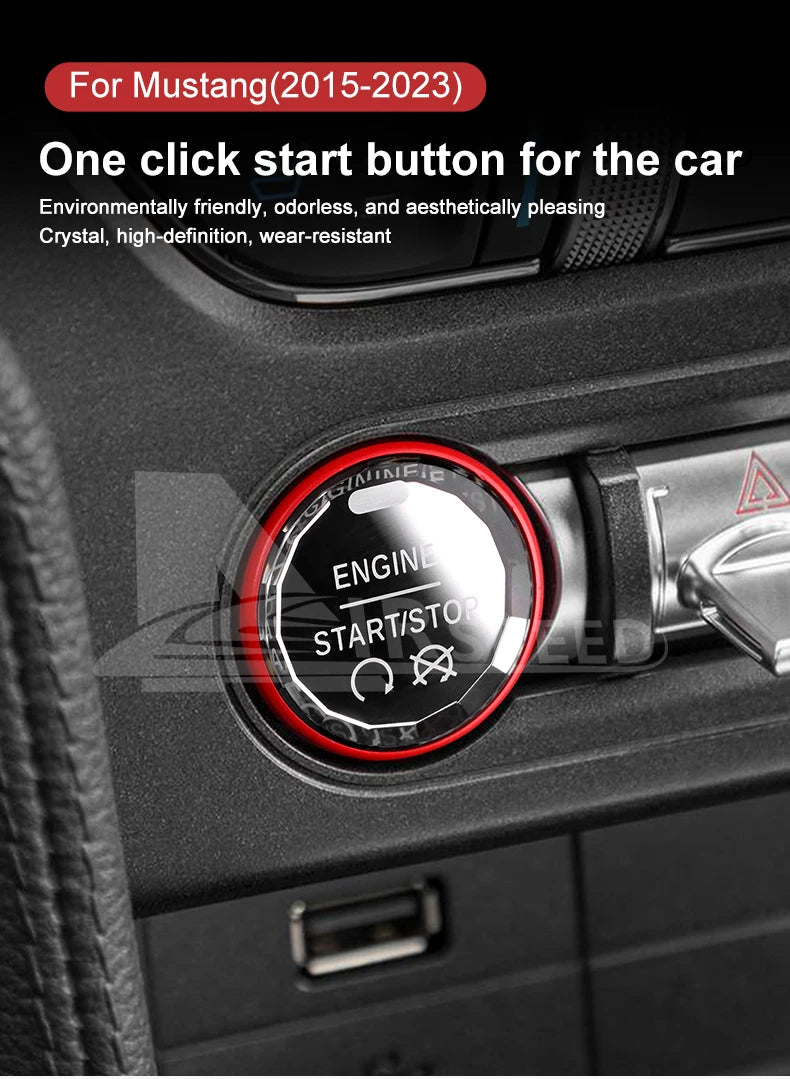 Car Engine Start Button Replace Ignition Cover For Ford Mustang 2015 2016 2017 2018 2019 2020 2021 2022 2023 Crystal ABS Switch