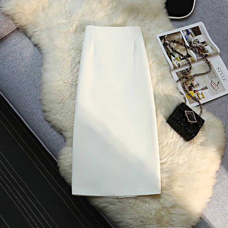 Seoulish 2024 New Spring Summer Elegant Purple Formal Women's Wrap Skirts High Waist Workwear Back Zipper A-Line Skirts Female