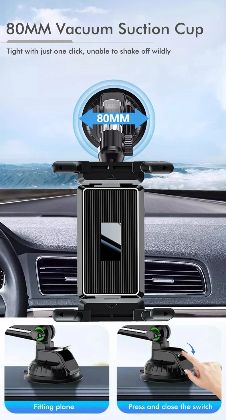 Dashboard Tablet Holder for Car Suction Car Mount With for All 7"-15" Pad Tablet and 4" - 7"Straight Panel Phone
