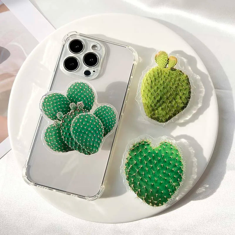 Factory Direct Acrylic Bracket Simulation Cactus Plant Phone Holder Foldable Lazy Stand Socket Folding Grip Tok