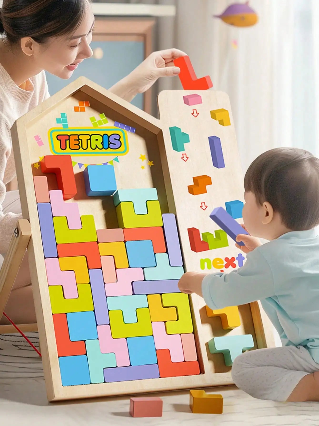 Wooden 3D Puzzles Blocks Brain Teasers Toy Jıgsaw Tangram Colorful Jigsaw Game Preschool Educational Gift For Baby Toddlers Kids