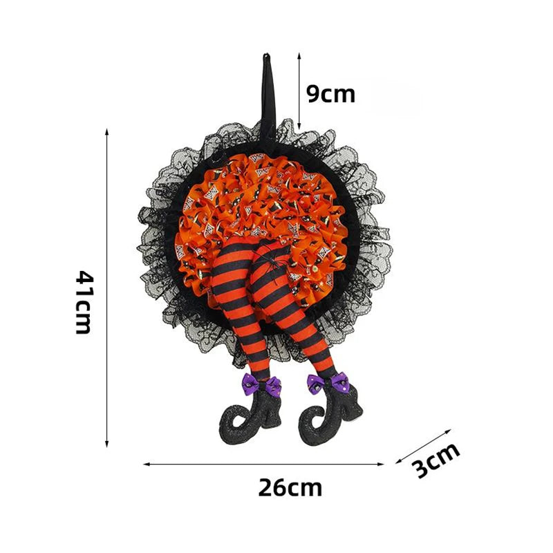 Halloween Witch Hat Leg Door Wreath Halloween Wreath Door Hanging Terrifying Atmosphere Decoration Happy Party Supplies Newest