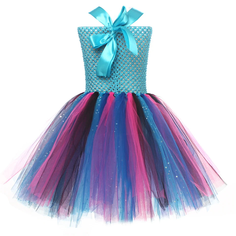 Movie Girls Alien Dog Costume Cartoon Blue Tulle Festival Dress Lilo Tutu Dress Maia Kealaha Live-action Character Dress Up