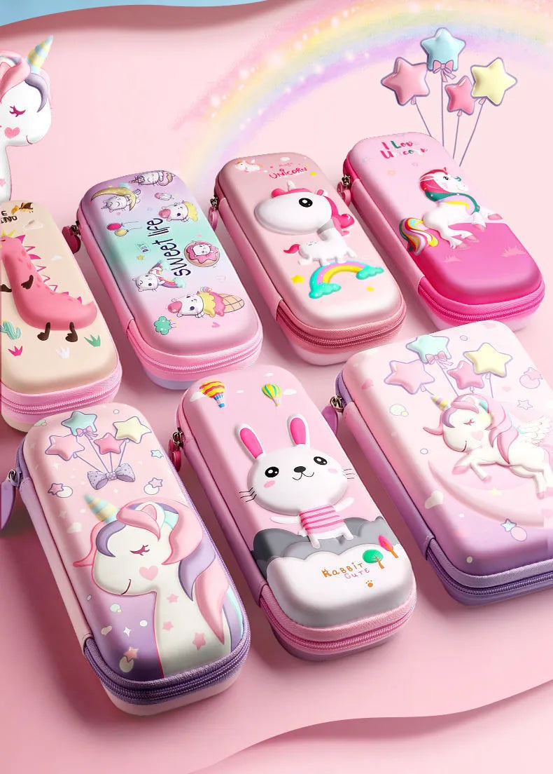 3D EVA Unicorn Pencil Case – Cute Cartoon Stationery Box for Girls, School Supplies, Gifts & iPad Storage