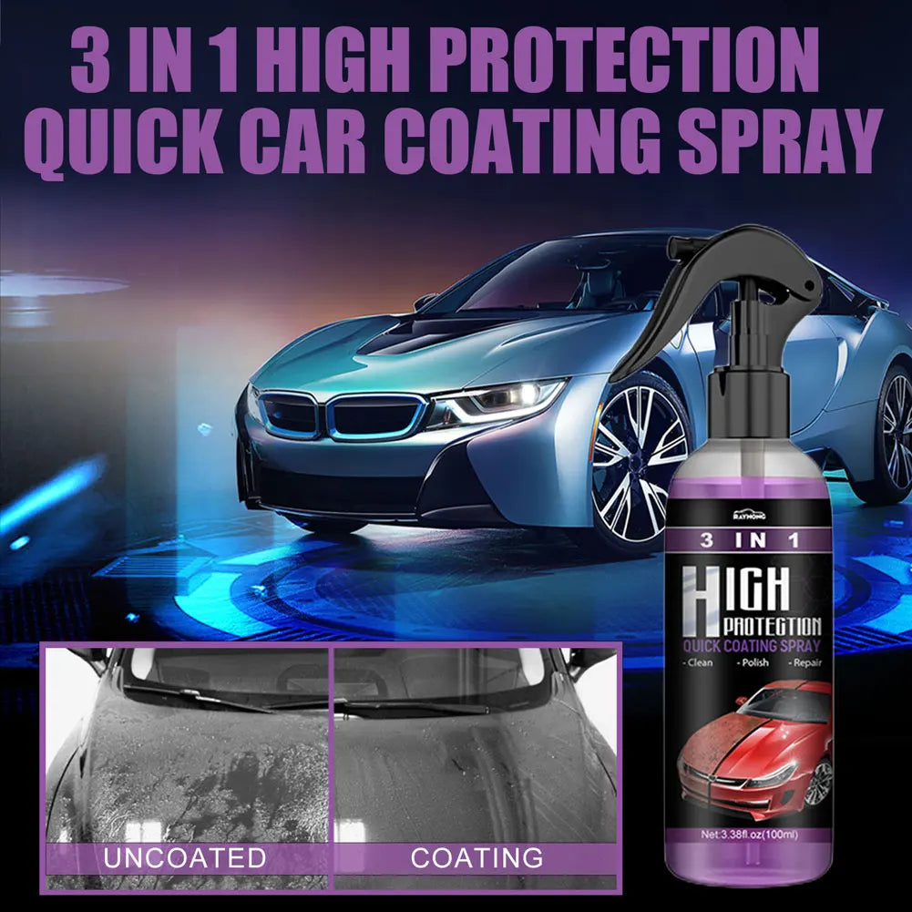 100ML 3-in-1 Quick Coating Spray for Car Auto Restorer High Protection Shield Nano Polishing Paint Wax with Cleaning Function