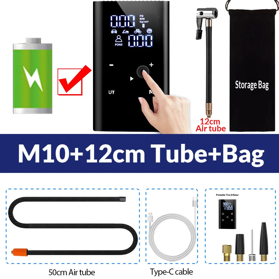 E-ACE Air Pump 150PSI Portable Car Tyre inflator 8000mAh Digital Electric Wireless Air Compressor For Bicycle Ball Motorcycle