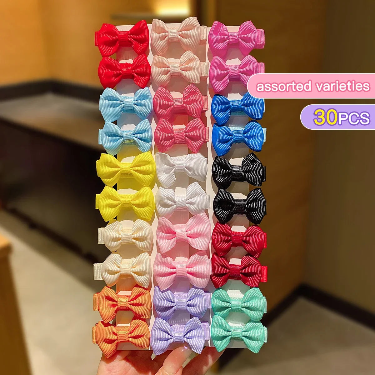 30-Pack Colorful Bow Hair Clips – Fun Everyday Accessories!
