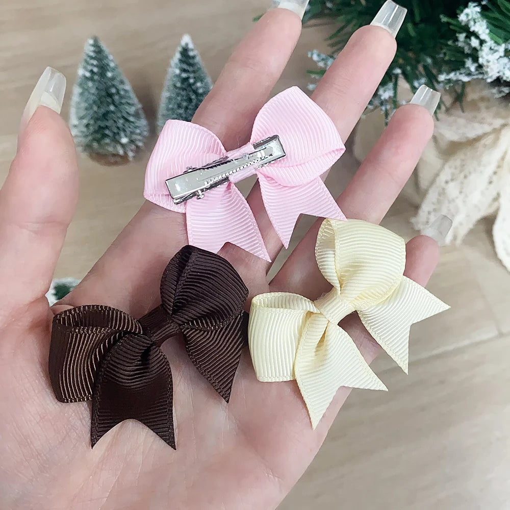 10-Pack Ribbon Bow Hair Clips β Sweet Handmade Styles for Little Girls!