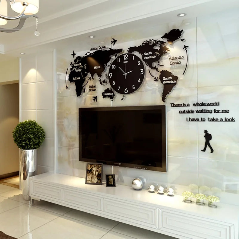 Unique Acrylic Wall Clock 3D DIY Large Wall Hanging Clock with Stickers Home Decorations