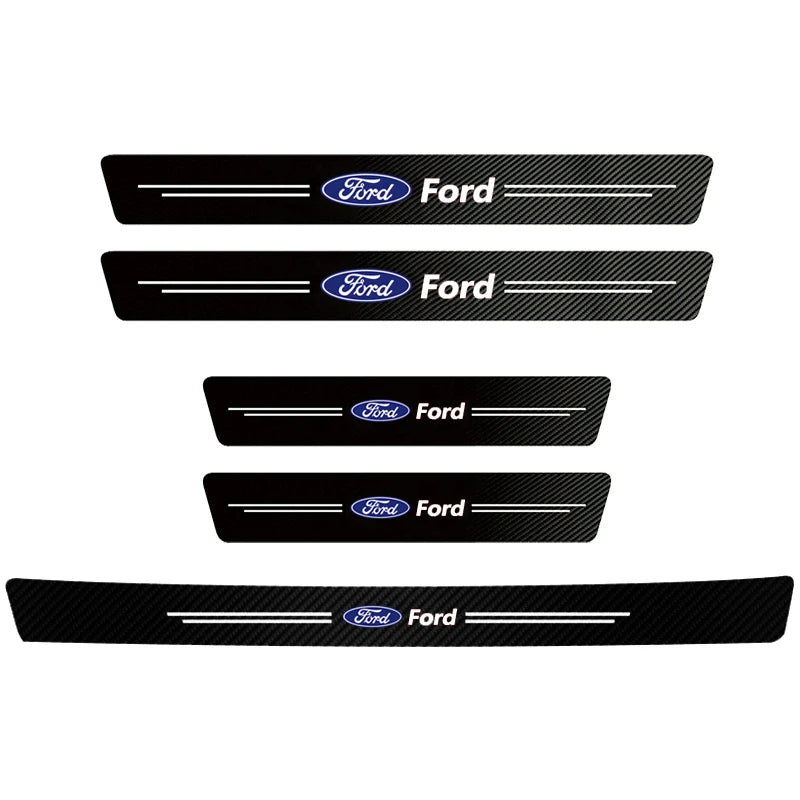Car Door Sill Anti-scratch Stickers Carbon Microfiber Sticker For Ford Edge Explorer Transit Ranger Kuga MK2 MK7 Fusion Ecosport