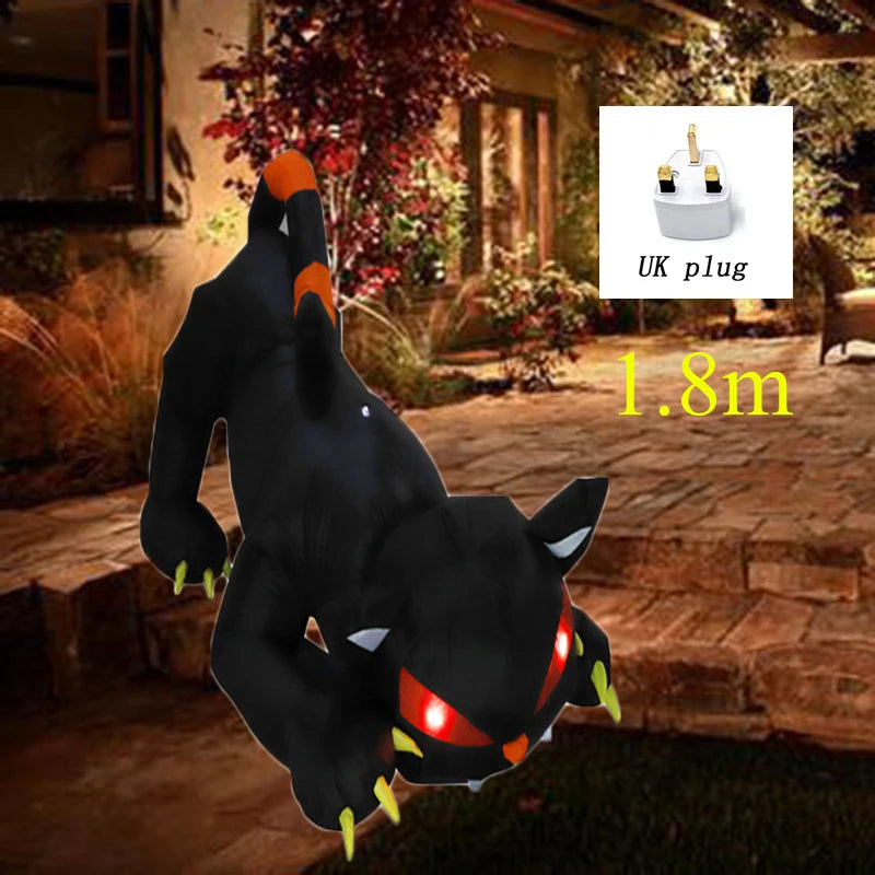 Halloween 1.8M Black Cat Shakes Head Ghost Festival Built-in LED Lights Up Inflatable Gas Mold Christmas Garden Decor Ornament