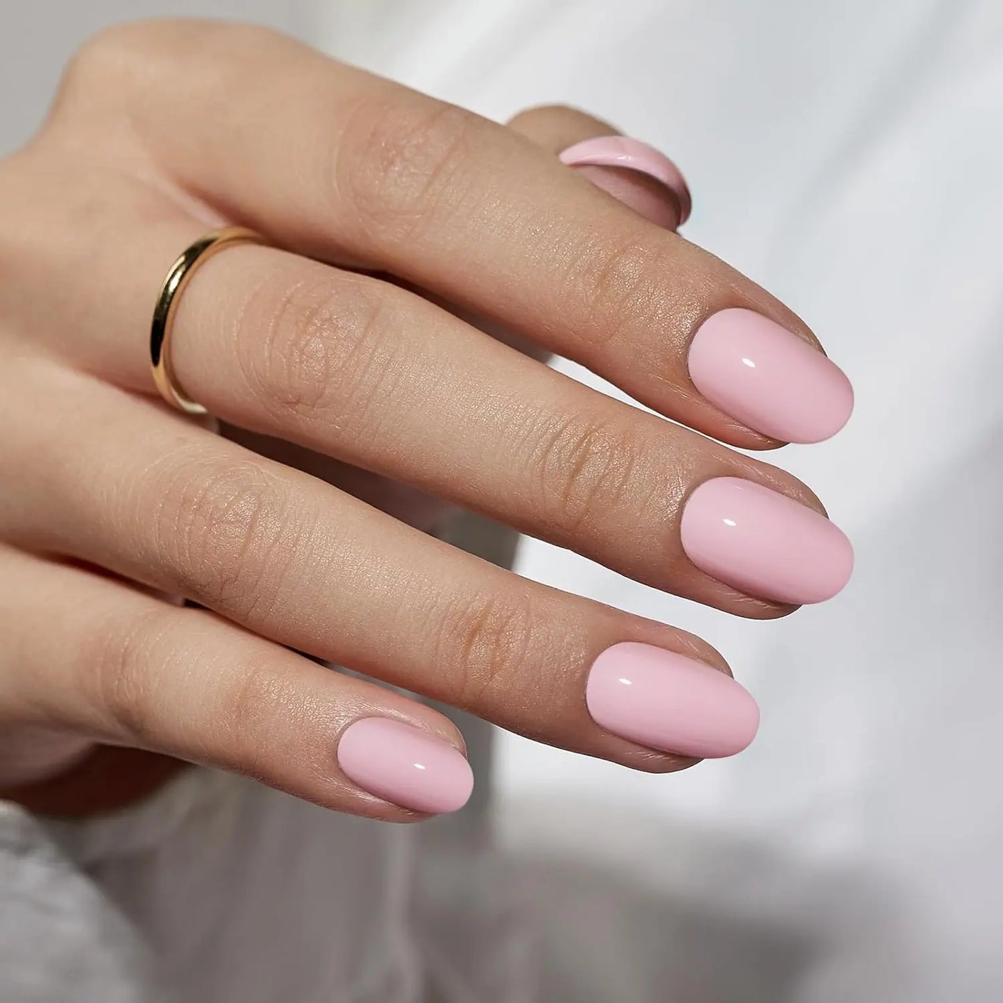 Simple & Delicate: 24PCS Almond Fake Nails for Effortless Date-Night Style