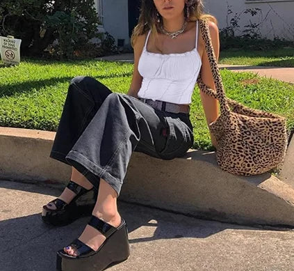 Sexy Vest Sleeveless Strapless Pleated Slim Straw Top Camisole Women's Tank Top Ruffle Fashion Women's Summer