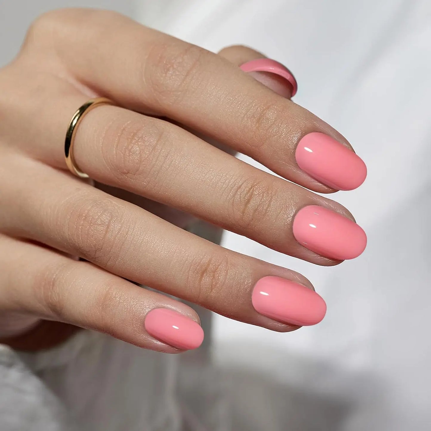 Simple & Delicate: 24PCS Almond Fake Nails for Effortless Date-Night Style
