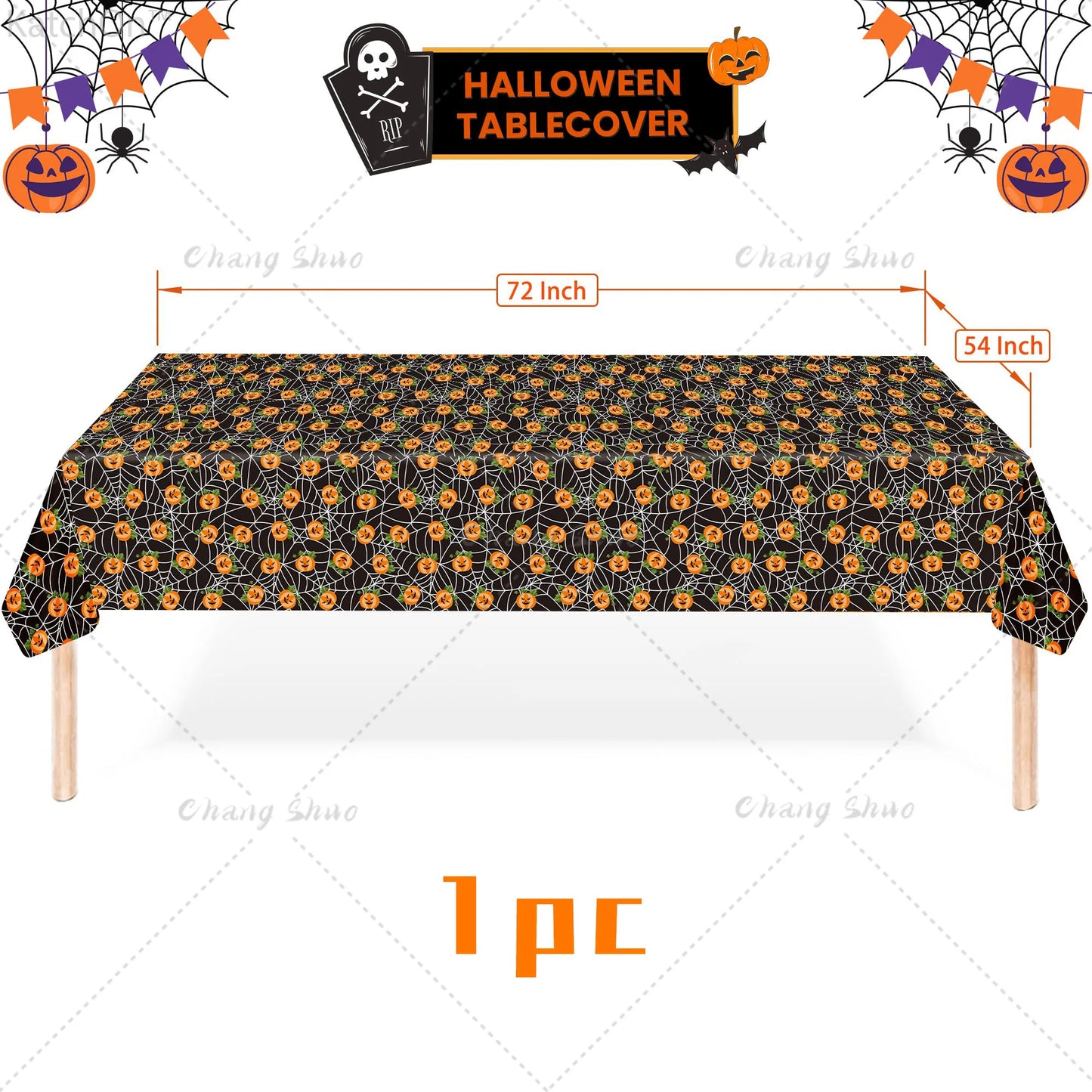 Halloween DIY Disposable Tablecloth Red Handprint Horror Pumpkin Party Table Decoration Party Waterproof Birthday Decoration