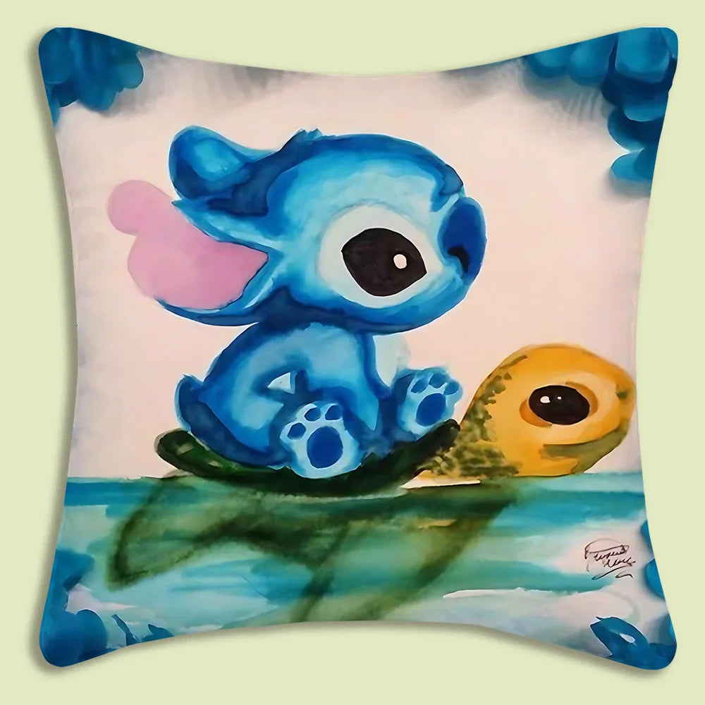Cute Stitch Pillow Covers Cartoon Sofa Decorative Home Double-sided Printing Short Plush Cute Cushion Cover