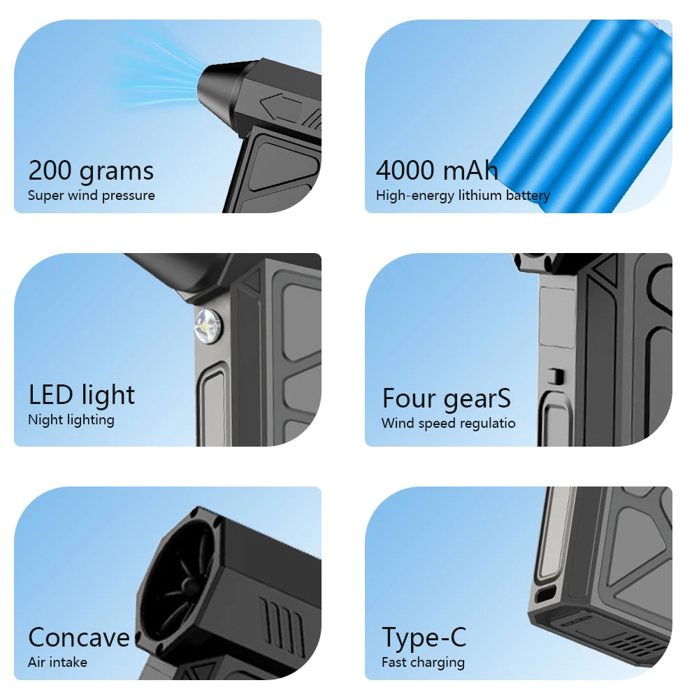 2-in-1 Blower & Vacuum | 4-Speed, Magnetic Nozzles, LED + Fast USB-C Charging