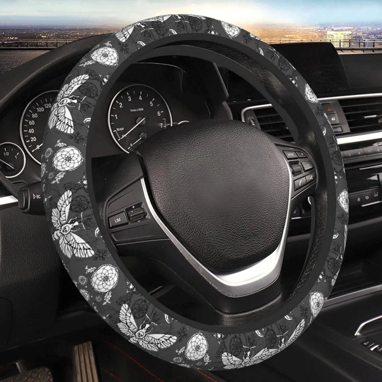 Skull Retro Steering Wheel Cover Car Accessories Decor Anti-Slip Neoprene Auto Steering Wheel Covers Protector Universal 15 Inch